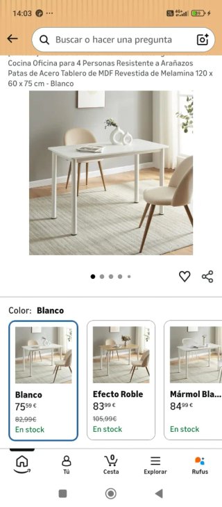 Mesa Comedor Tammela Rectangular Blanca