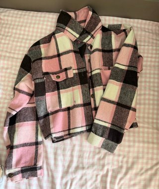 Sobrecamisa cuadros rosa y negra