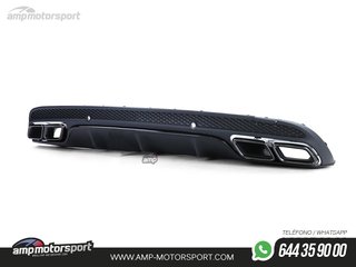 DIFUSOR TRASERO NEGRO MATE CON COLAS NEGRAS PARA MERCEDES CLASE C W205