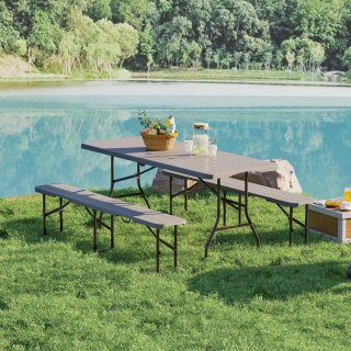 Conjunto Mesa y Bancos Plegables Camping