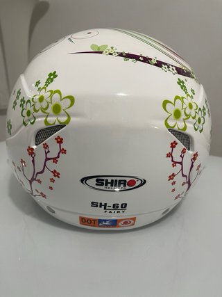 Casco Moto Shiro Blanco Flores Scooter