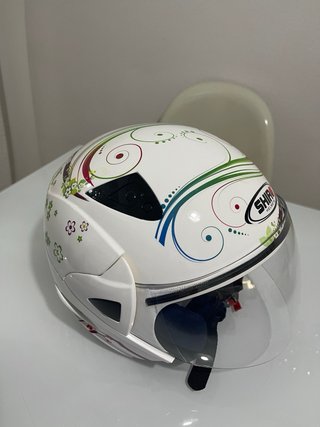 Casco Moto Shiro Blanco Flores Scooter