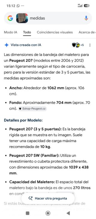 Bandeja maletero Peugeot 207