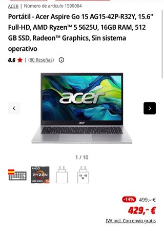 Acer Aspire GO 15 Nuevo con Factura