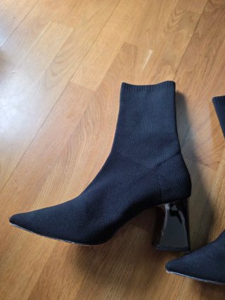 Botines Zara negros tela tacón bloque