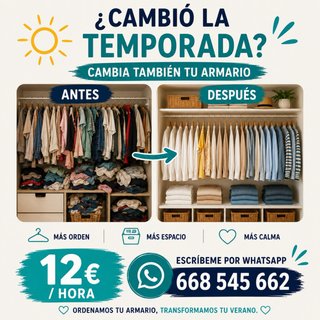 Servicio de organización de armario y limpieza