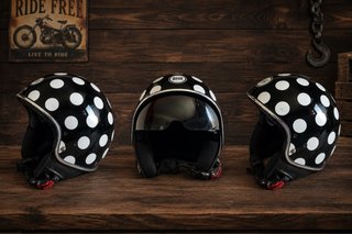 Casco Jet BHR Negro Lunares Blancos