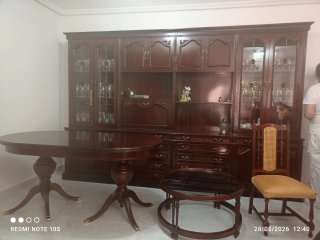Mueble de salón completo madera oscura