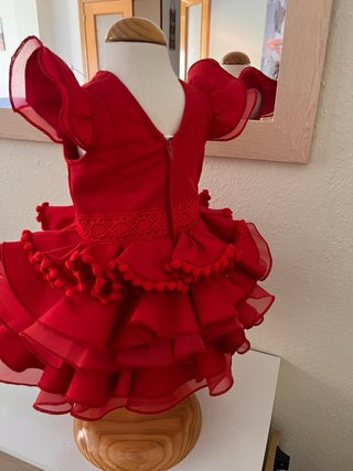 Traje de flamenca niña artesanal rojo