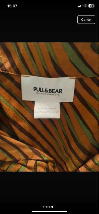 Camisa Pull&Bear Talla M Rayas Naranja Verde