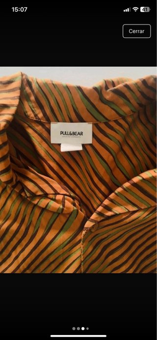 Camisa Pull&Bear Talla M Rayas Naranja Verde
