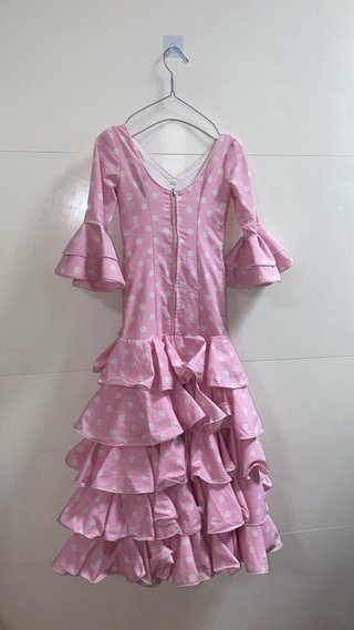 Traje Flamenca Niña Lunares Rosa talla 6- 8 años