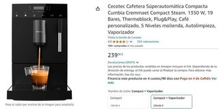 Cecotec Cafetera Súperautomática Compacta Cumbia