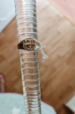 Anillo FC Barcelona Plata y Rojo
