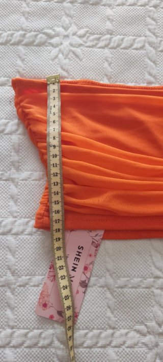 Top bandeau Shein drapeado naranja T38