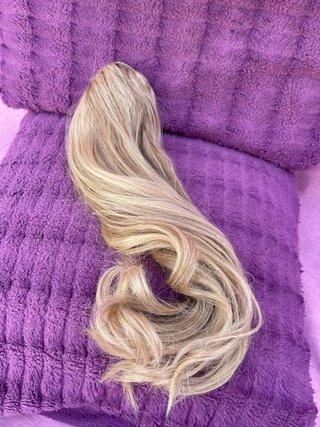 Peluca postizo cola pelo narural melenalarga rubia