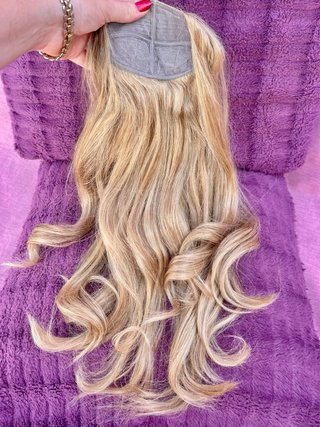 Peluca postizo cola pelo narural melenalarga rubia