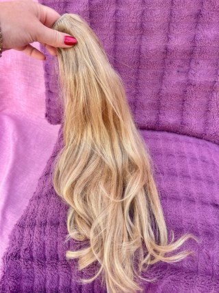 Peluca postizo cola pelo narural melenalarga rubia