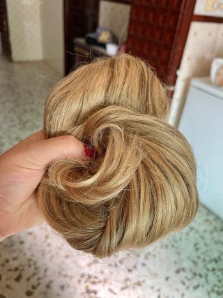 Peluca postizo cola pelo narural melenalarga rubia