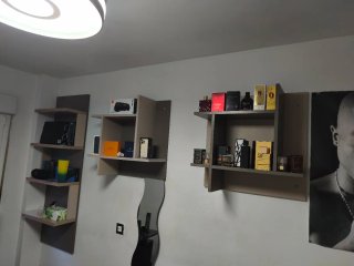 Estantería modular beige y gris