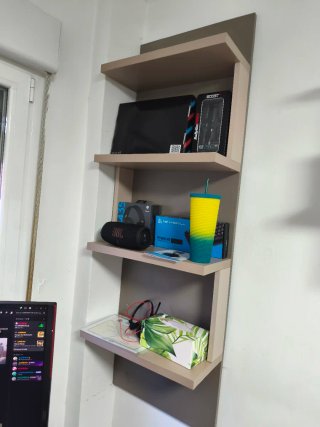 Estantería modular beige y gris