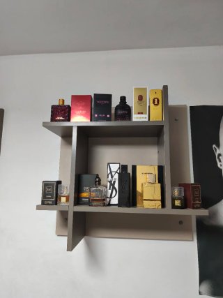 Estantería modular beige y gris
