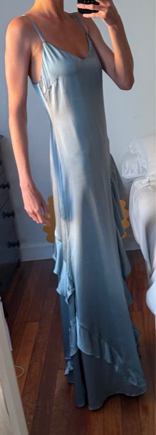 Vestido seda cóctel azul talla S