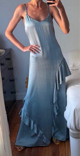 Vestido seda cóctel azul talla S