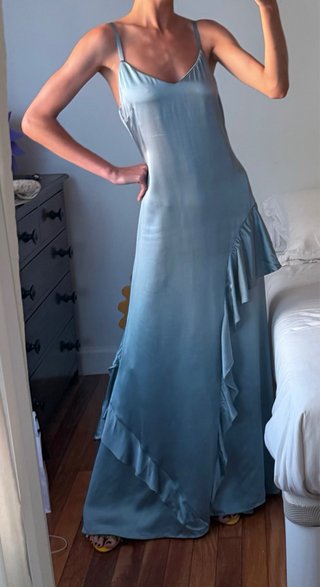 Vestido seda cóctel azul talla S