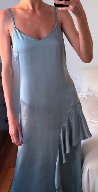 Vestido seda cóctel azul talla S