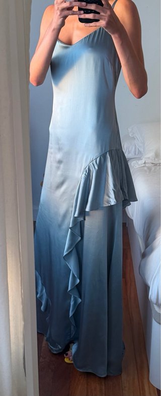 Vestido seda cóctel azul talla S