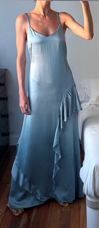 Vestido seda cóctel azul talla S