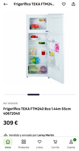 Nevera Teka con solo 1 mes de uso.