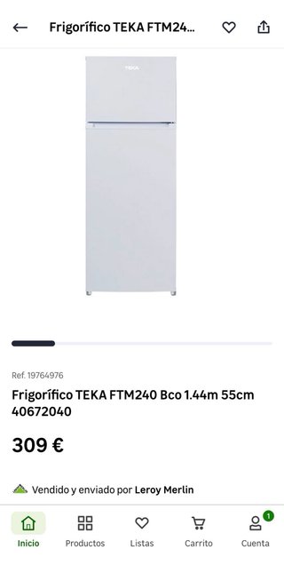 Nevera Teka con solo 1 mes de uso.