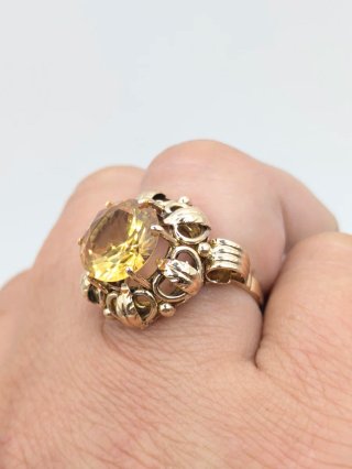 Anillo Oro 18k con Piedra Marrón