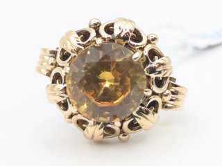 Anillo Oro 18k con Piedra Marrón