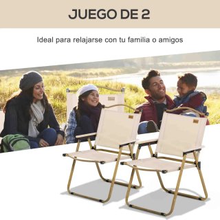 Set 2 Sillas Jardín Plegables Reposabrazos
