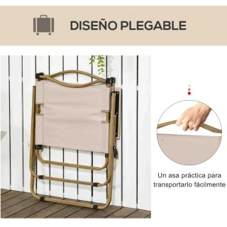 Set 2 Sillas Jardín Plegables Reposabrazos
