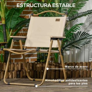 Set 2 Sillas Jardín Plegables Reposabrazos