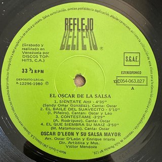 OSCAR D LEON VINILO AL FRENTE SALSA 1980 PROMO