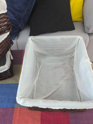 Juego 4 cestos mimbre con tela