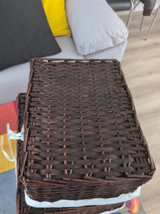 Juego 4 cestos mimbre con tela