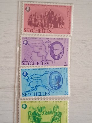 4 Sellos Históricos EE.UU. Seychelles