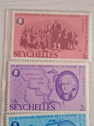 4 Sellos Históricos EE.UU. Seychelles