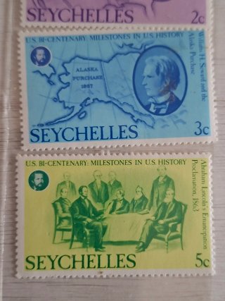 4 Sellos Históricos EE.UU. Seychelles