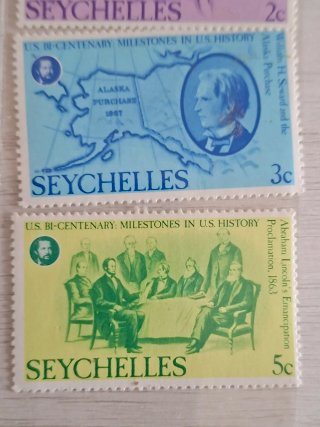 4 Sellos Históricos EE.UU. Seychelles