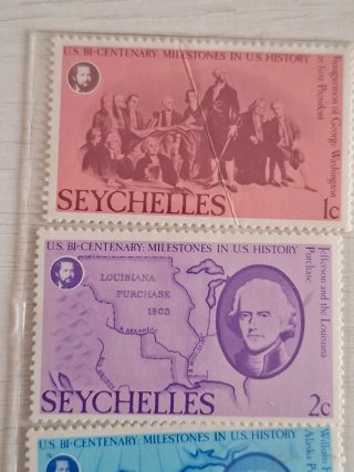 4 Sellos Históricos EE.UU. Seychelles