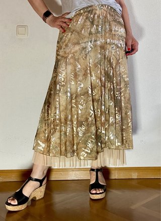 Falda larga Boho Estampado Tierra Tul Plisado
