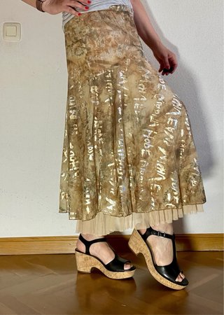 Falda larga Boho Estampado Tierra Tul Plisado