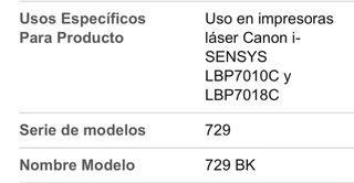 Toner Canon 729 ( azul,rojo,amarillo y negro)